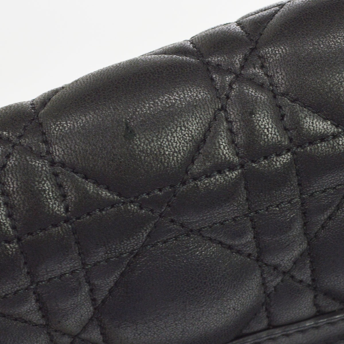 Christian Dior black cannage Leather, Black, Leather, Shoulder Bag