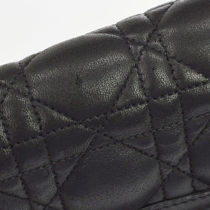 Christian Dior black cannage Leather, Black, Leather, Shoulder Bag