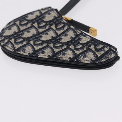 Christian Dior Vintage Saddle Zip Coin Purse Diorissimo Canvas, Navy, Canvas, Clutch