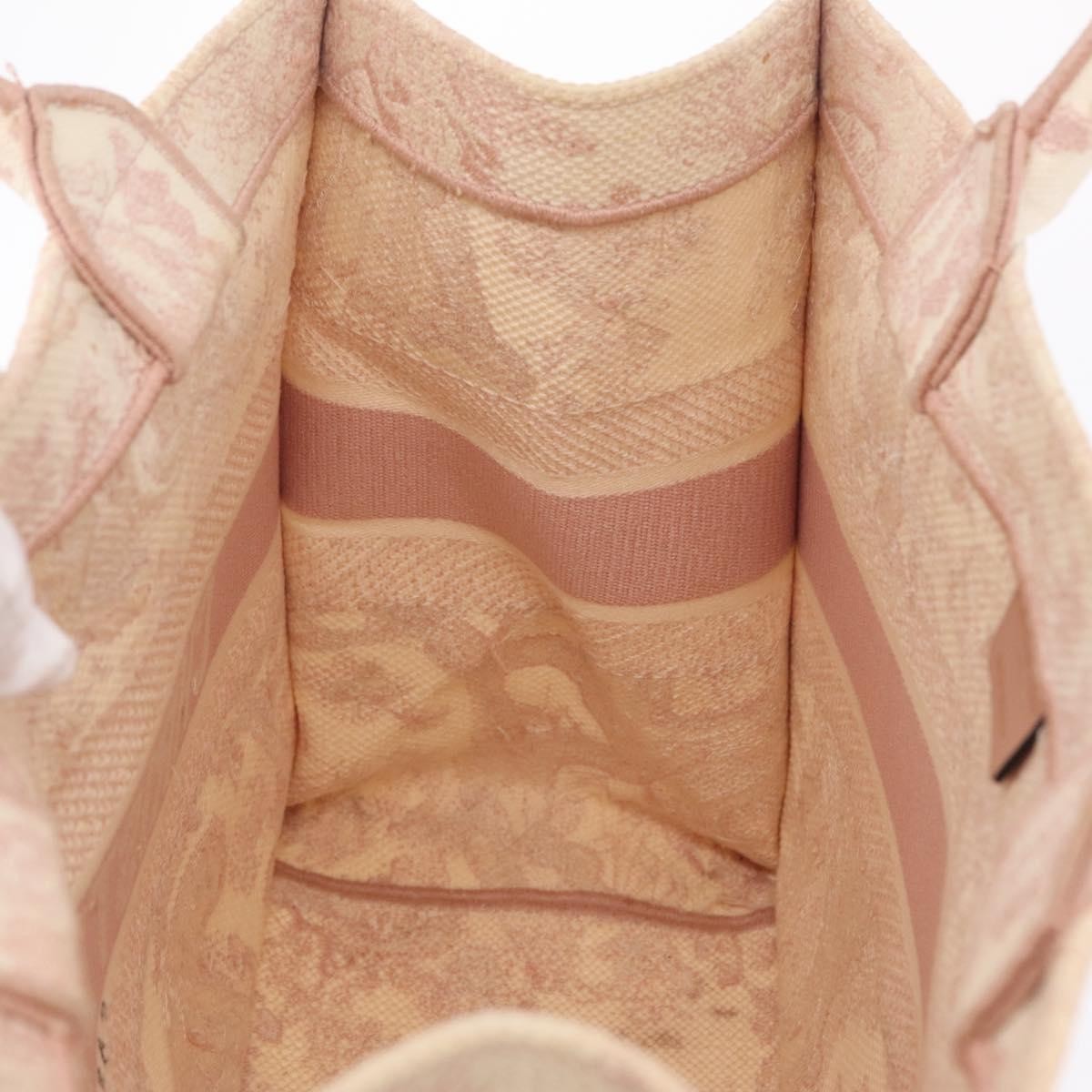 Christian Dior Book Embroidered Canvas, Pink, Canvas, Tote Bag