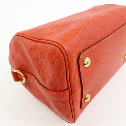 Louis Vuitton Speedy Bandouliere Monogram Empreinte Leather, Orange, Leather, Handbag