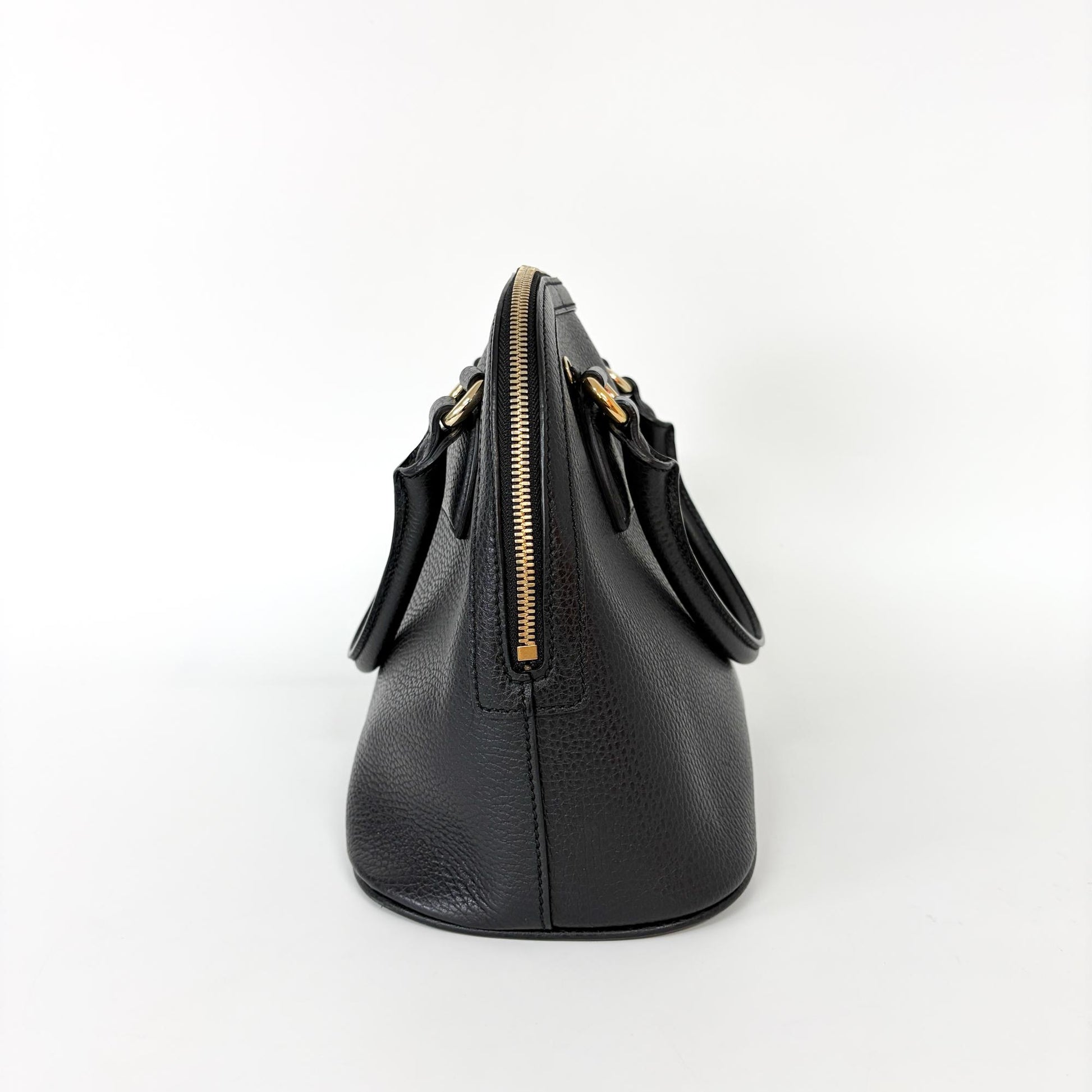 Gucci Dome Bowler GG Suede, Black, Leather, Handbag