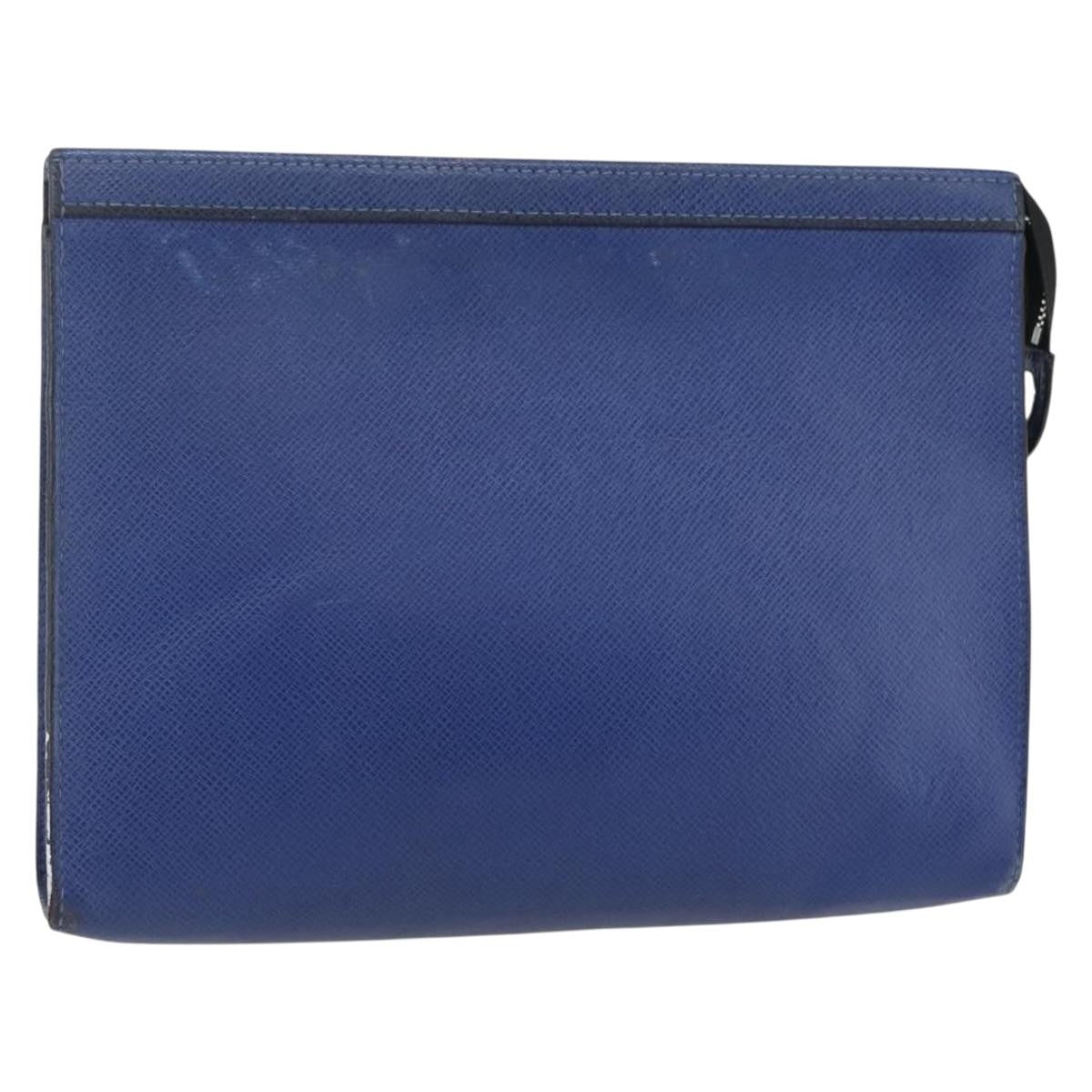 Louis Vuitton Pochette Voyage Taiga Leather, Blue, Leather, Clutch
