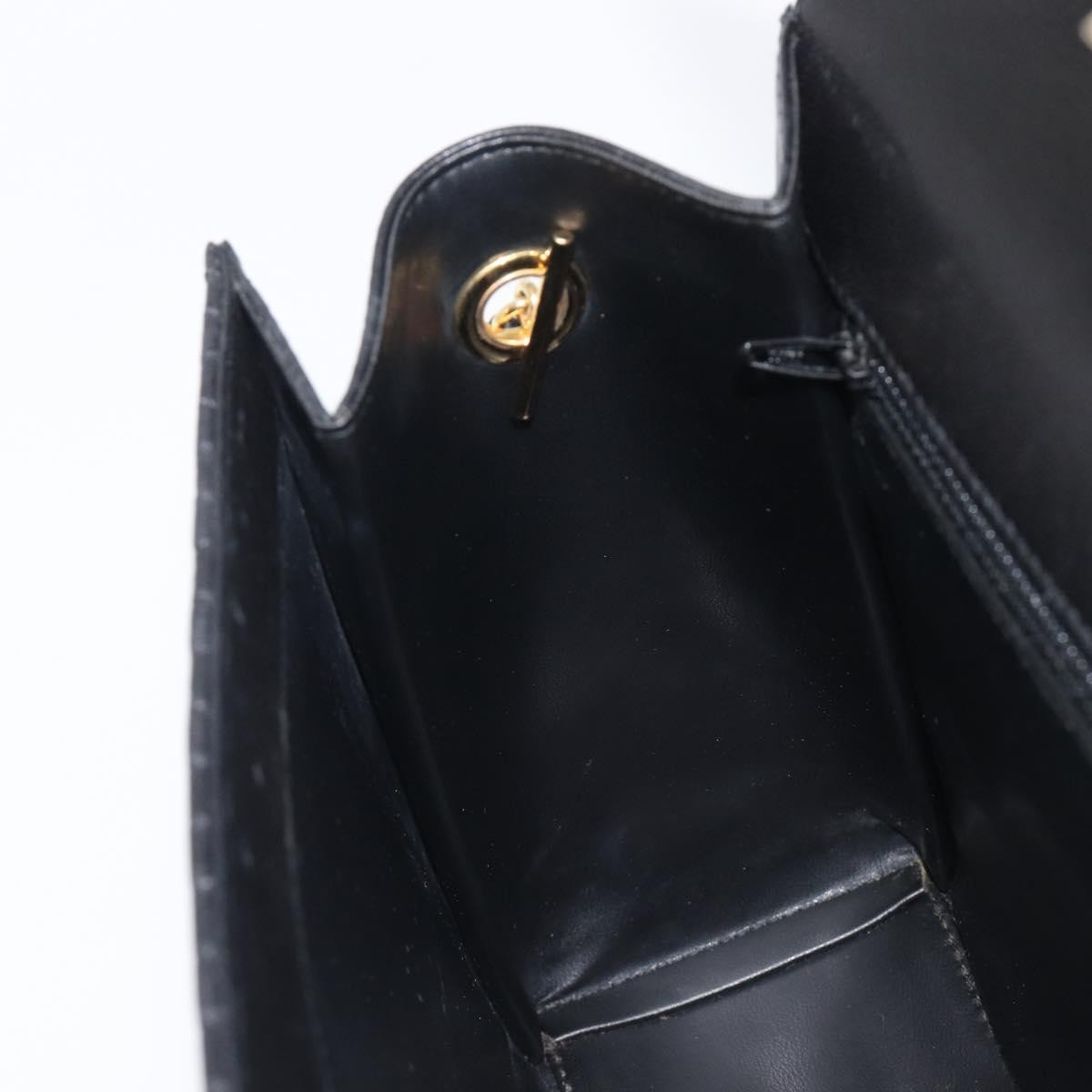Bally Vintage Chain Quilted Leather, Black, Leather, Shoulder Bag