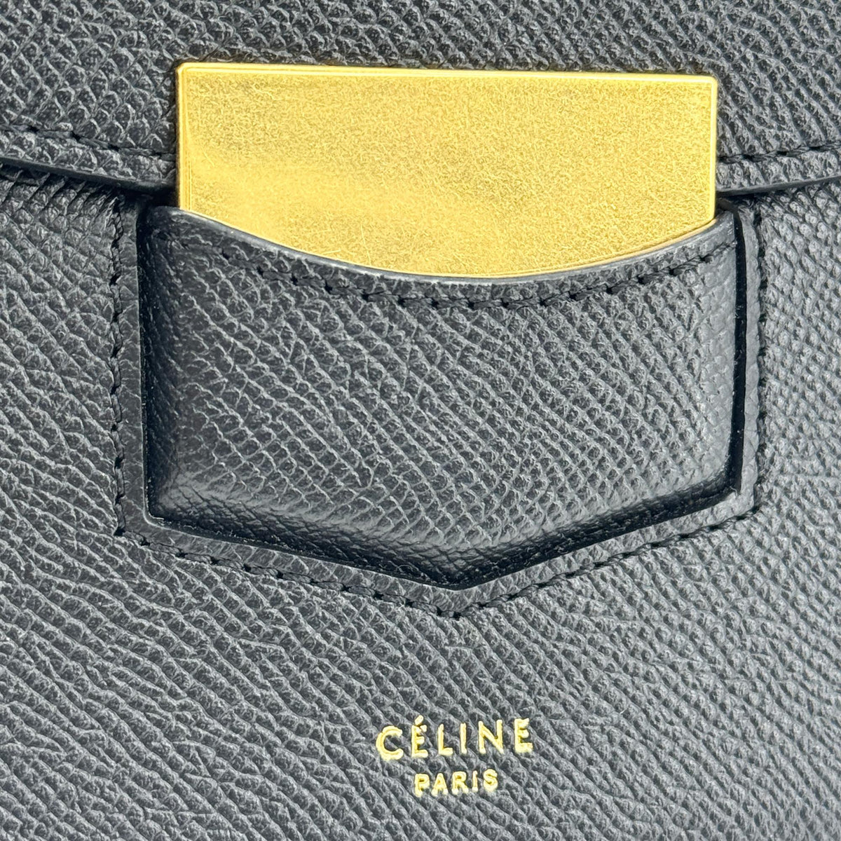 Celine Trotteur Calfskin, Navy, Leather, Crossbody Bag