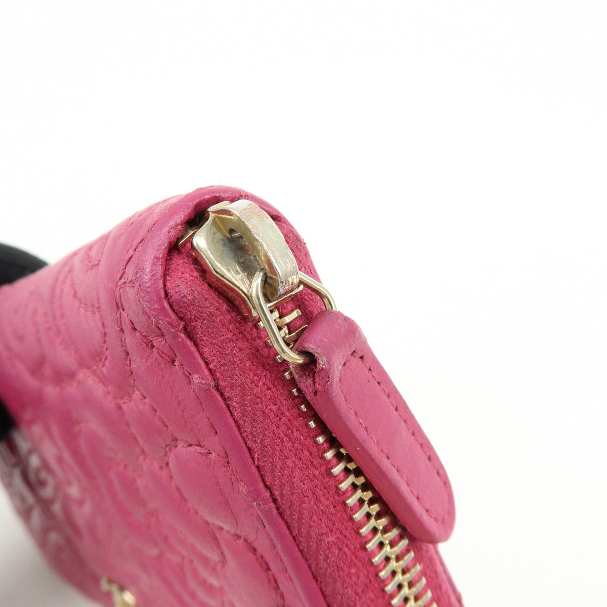 Chanel Zip Around Camellia Patent, Pink, Calfskin, Wallet