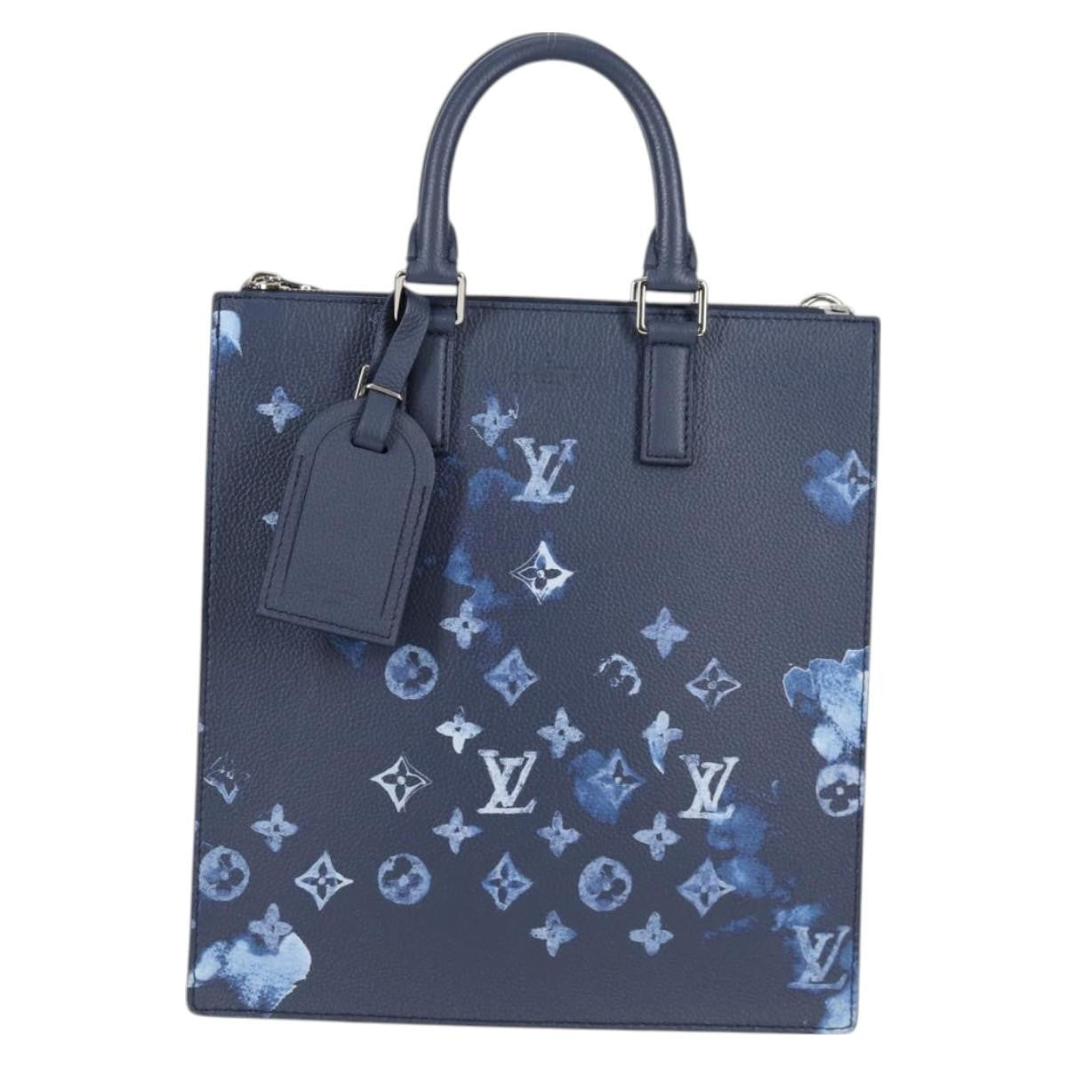Louis Vuitton Sac Plat Zipped Limited Edition Monogram Ink Watercolor Leather, Blue, Canvas, Handbag