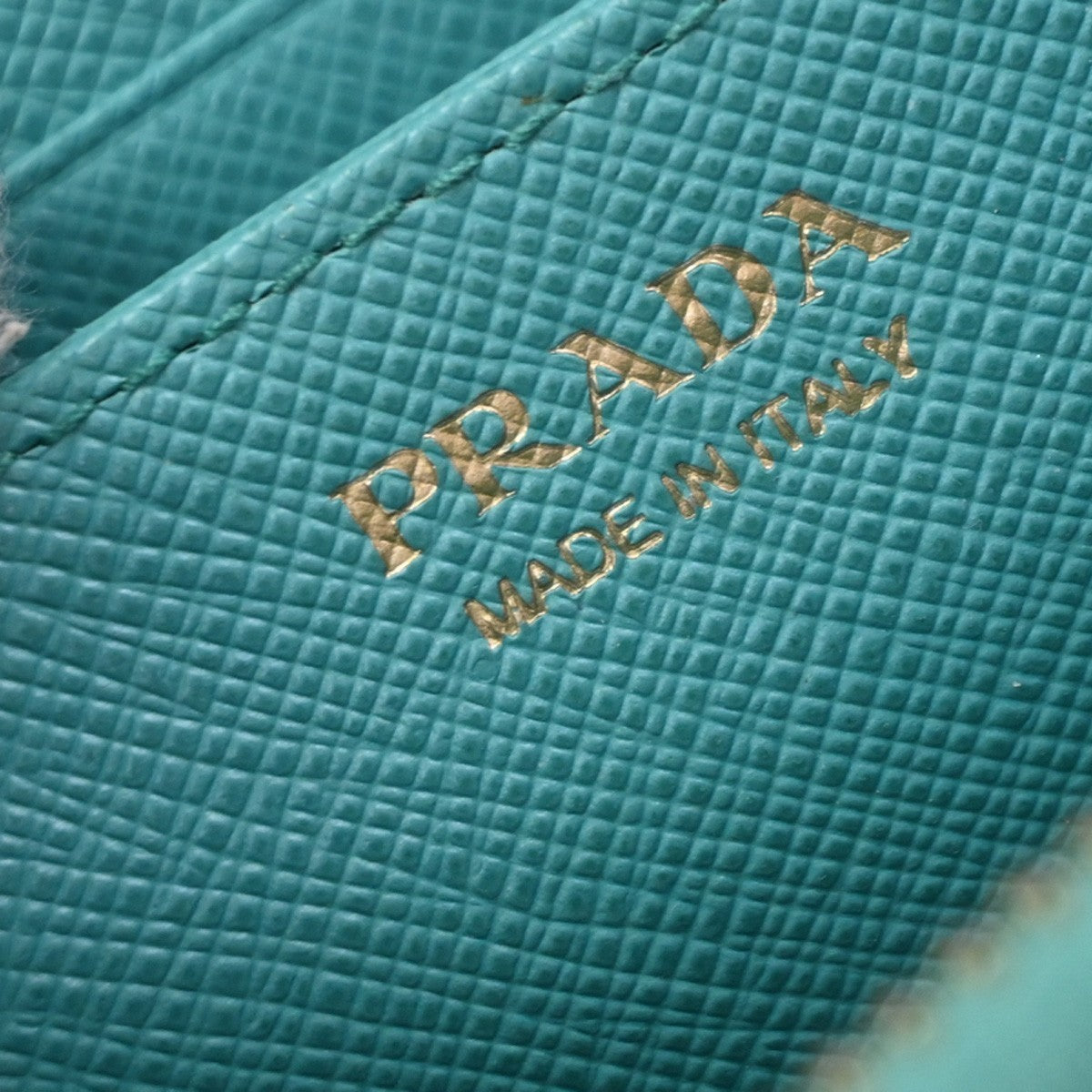 Prada Zip Around Saffiano Leather, Blue, Leather, Wallet