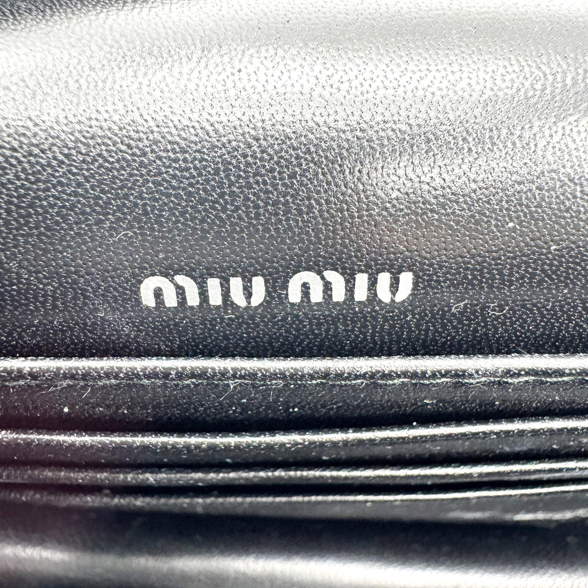 Miu Miu My Logo Chain Patent, Black, Patent Leather, Crossbody Bag