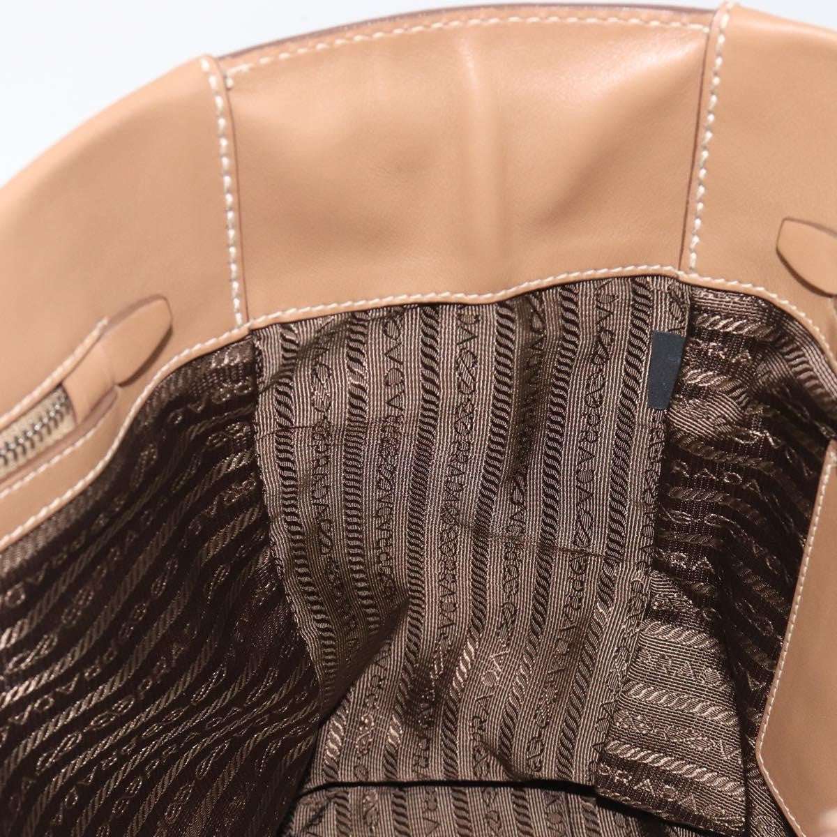 Prada Covered Strap Open City Calfskin, Beige, Leather, Tote Bag