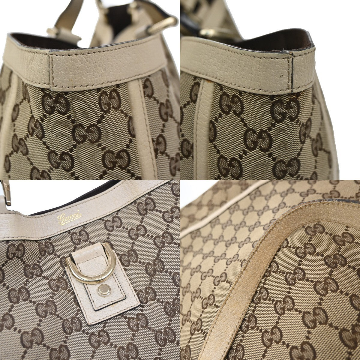 Gucci Abbey D- GG Canvas with Leather, Brown, Canvas, Tote Bag