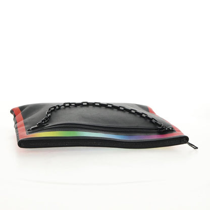 Louis Vuitton Pochette A4 Rainbow Taiga Leather, Black, Leather, Clutch