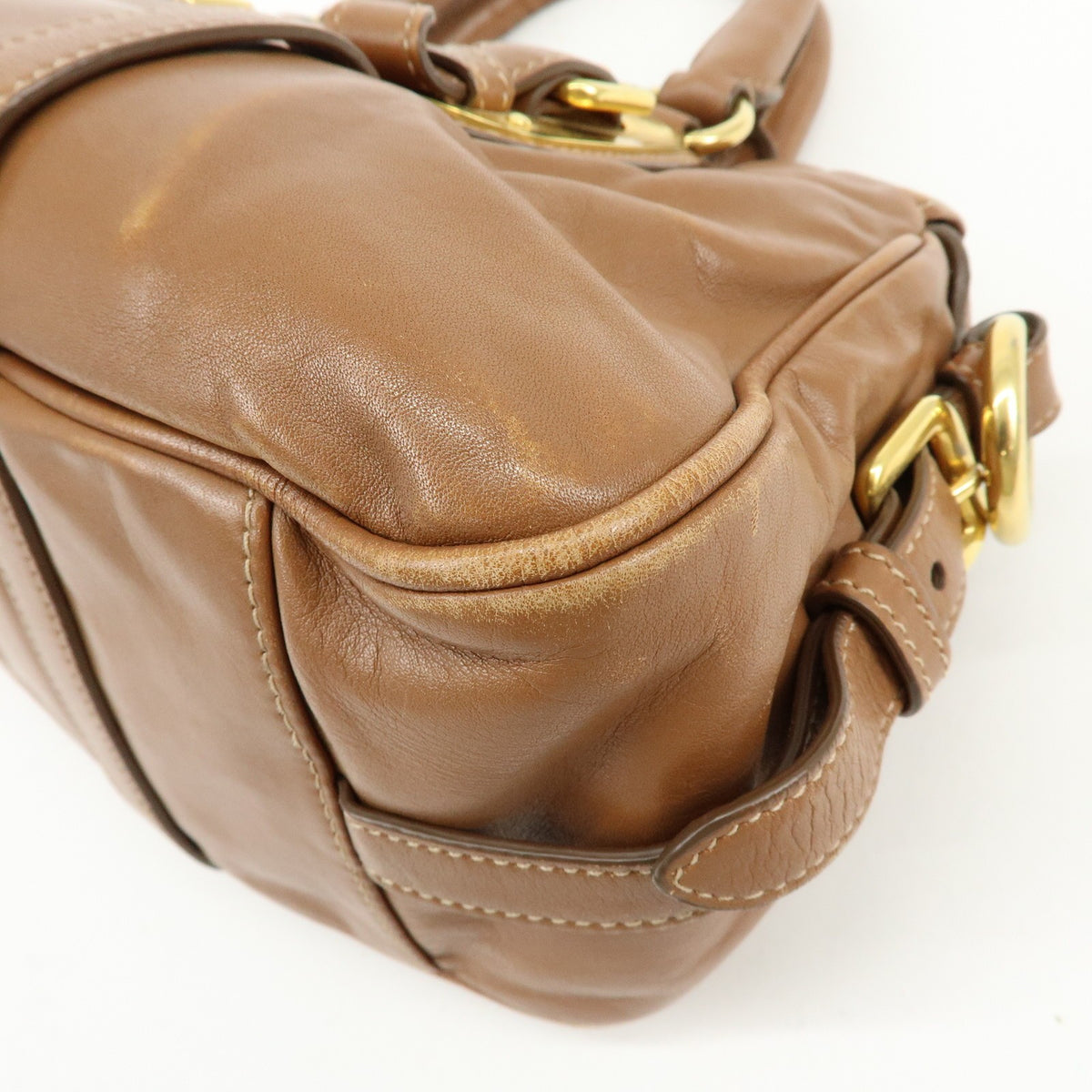 Prada Convertible Belted Satchel Soft Calf, Brown, Leather, Handbag
