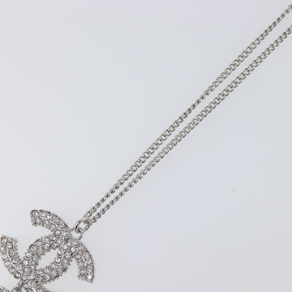 Chanel CC Ball Drop Pendant Metal with Crystals, Silver, Metal, Necklace
