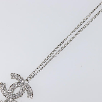 Chanel CC Ball Drop Pendant Metal with Crystals, Silver, Metal, Necklace