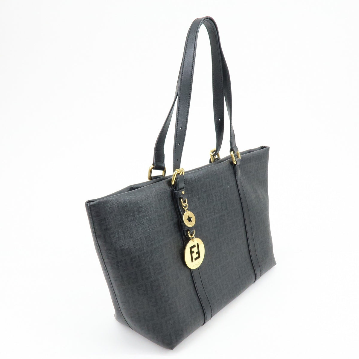 Fendi Superstar Zucchino Coated Canvas, Black, Canvas, Tote Bag