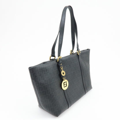 Fendi Superstar Zucchino Coated Canvas, Black, Canvas, Tote Bag