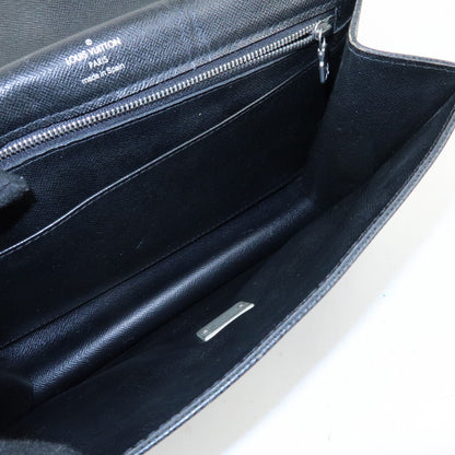 Louis Vuitton Selenga Pochette Taiga Leather, Black, Leather, Clutch