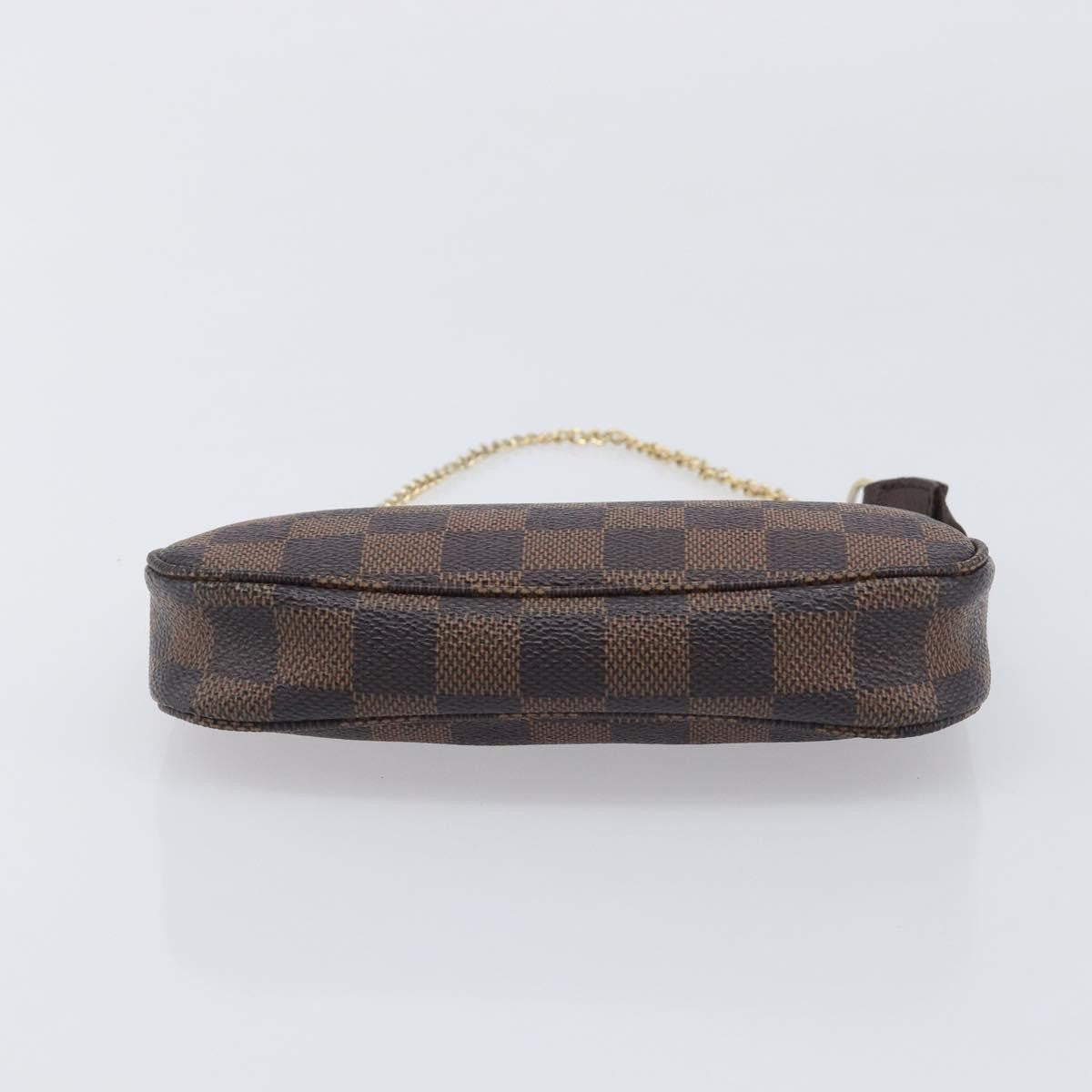 Louis Vuitton Pochette Accessoires Damier Ebene, Brown, Canvas, Clutch