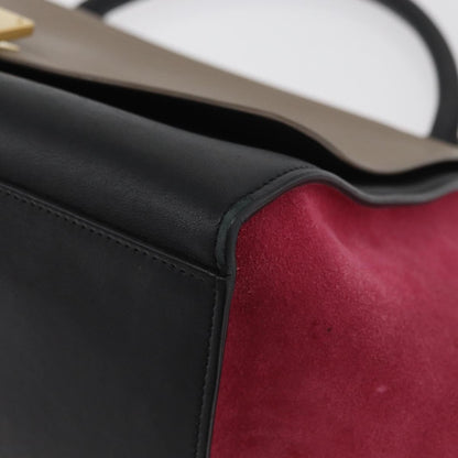 Celine Trapeze Leather with Suede, Multicolour, Leather, Handbag