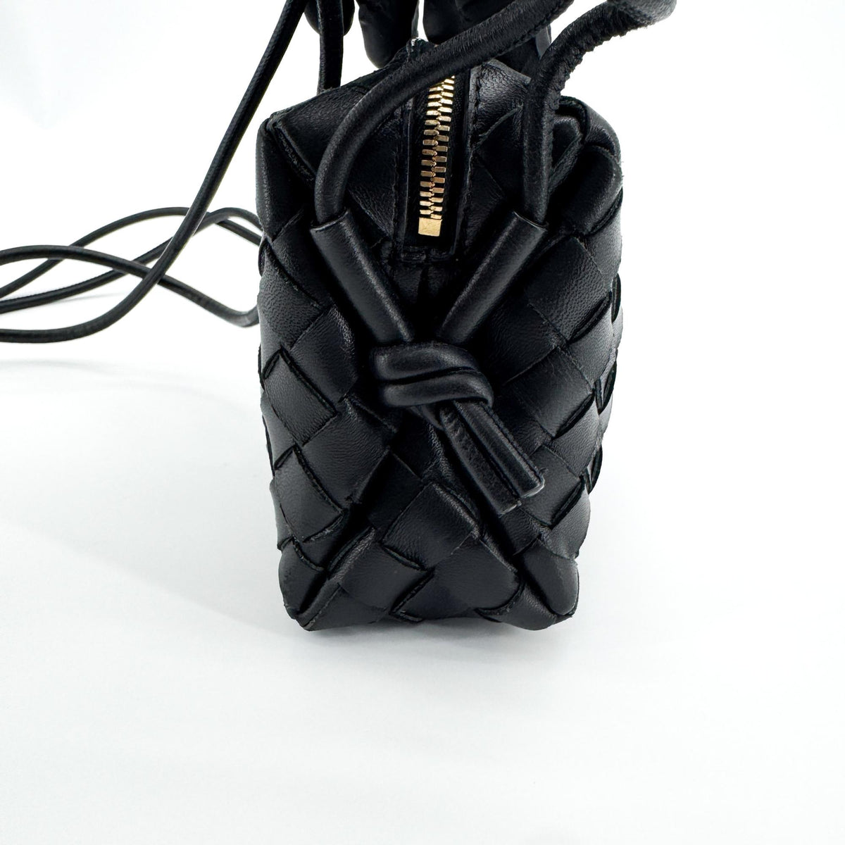 Bottega Veneta Loop Intrecciato Nappa, Black, Leather, Crossbody Bag