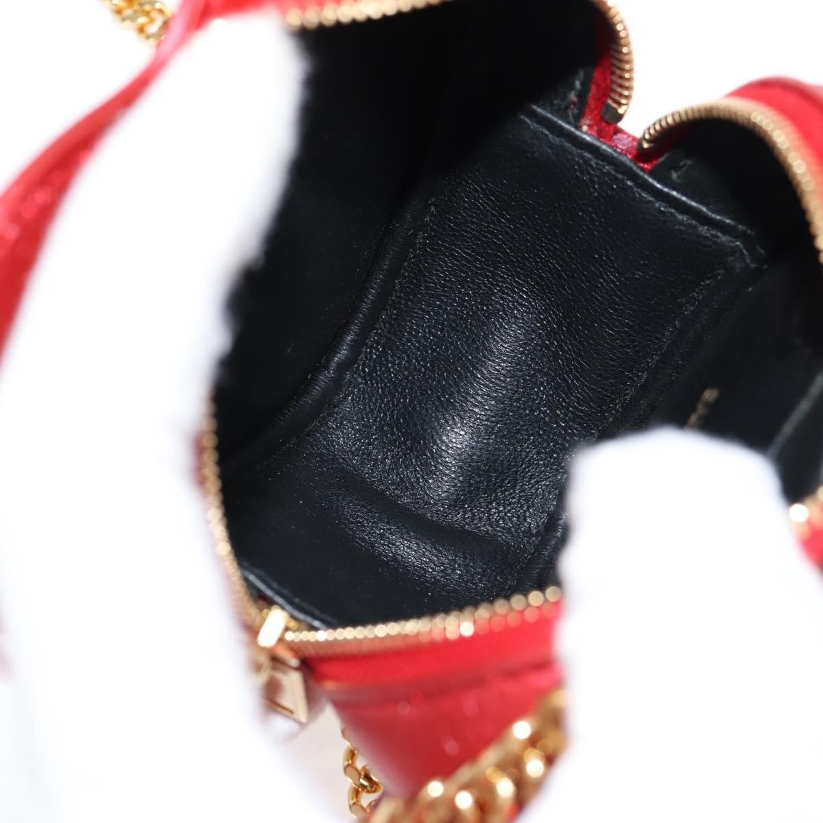 Saint Laurent Love Heart Chain Leather, Red, Leather, Shoulder Bag