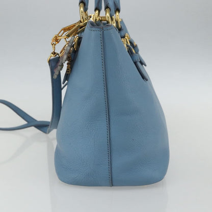 Miu Miu Madras Convertible Lock Leather, Blue, Leather, Tote Bag