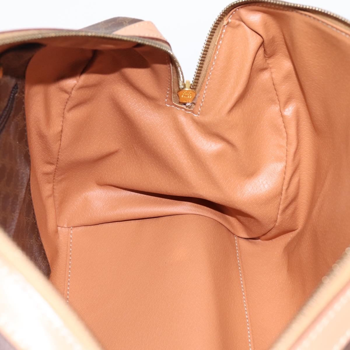 Celine Vintage Macadam Boston Canvas and Leather, Brown, PVC, Handbag