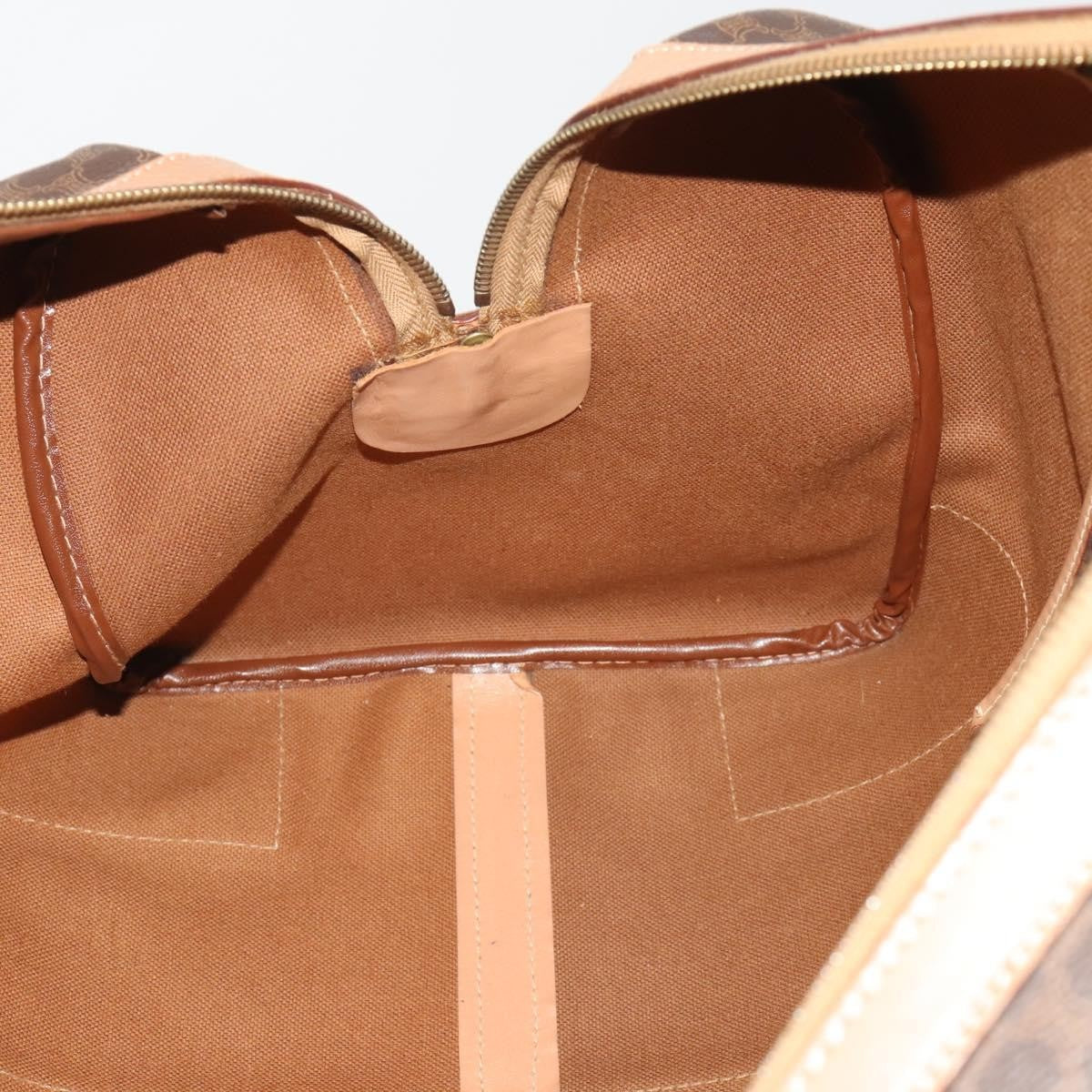 Celine Vintage Duffle Canvas and Leather, Brown, Canvas, Travel Bag