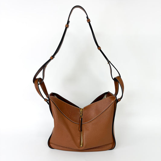 Loewe Hammock Leather, Brown, Leather, Handbag