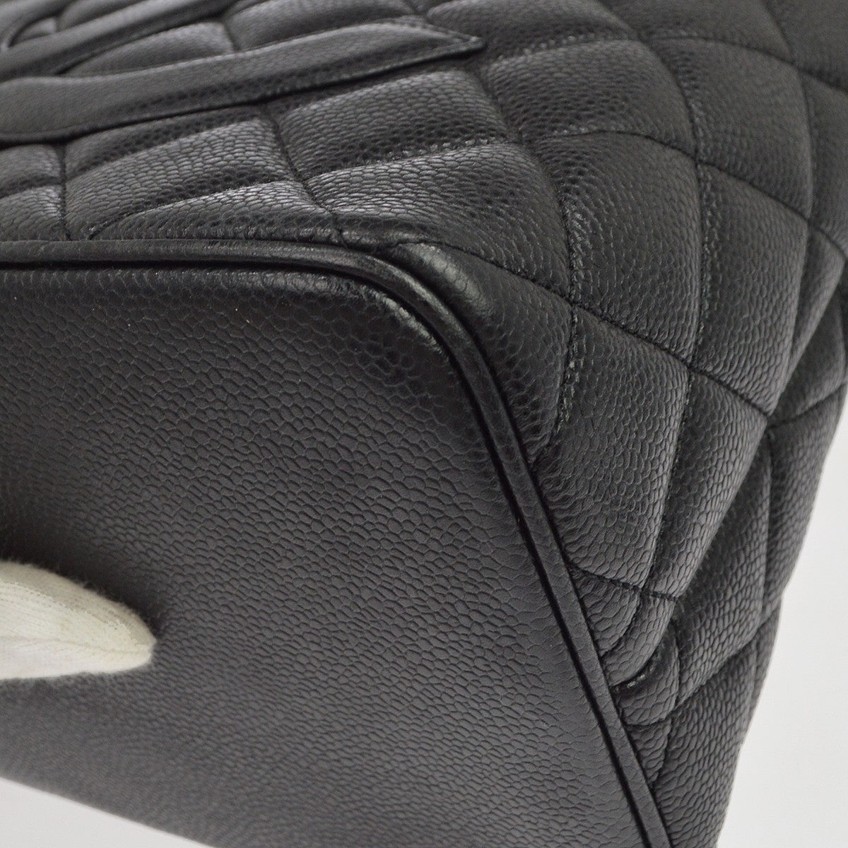 Chanel Medallion Quilted Caviar, Black, Leather, Tote Bag