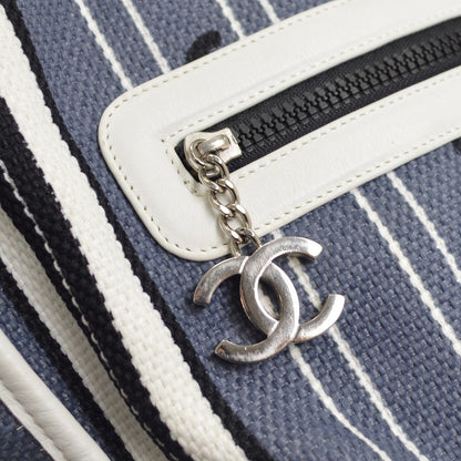 Chanel Vintage Pocket Striped Canvas, Multicolour, Canvas, Tote Bag