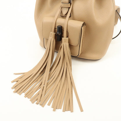 Gucci Bamboo Tassel Leather, Beige, Leather, Backpack