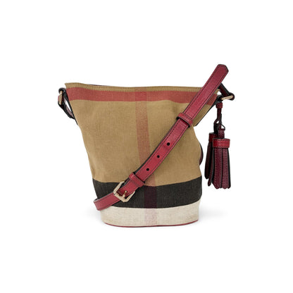 Burberry Ashby Bag House Check Canvas, Beige, Canvas, Handbag