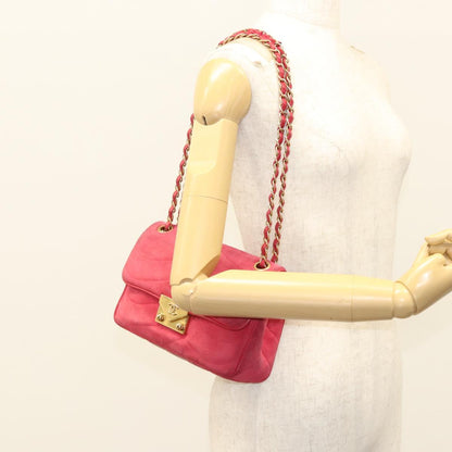 Chanel Chain Flap Shoulder Bag Suede, PINK, SUEDE, Shoulder bag