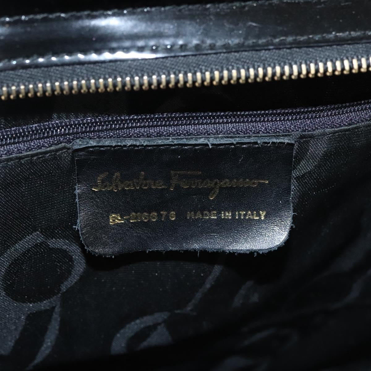 Salvatore Ferragamo Vala Patent Leather, Black, Patent Leather, Shoulder Bag