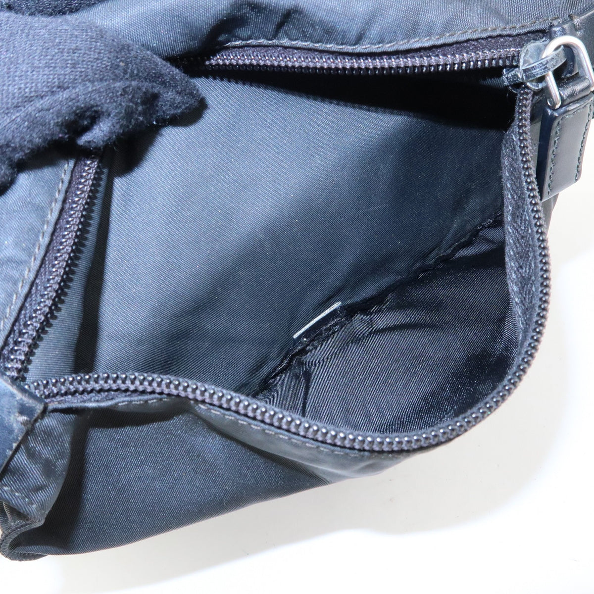 Prada Zip Buckle Messenger Tessuto, Black, Nylon, Handbag
