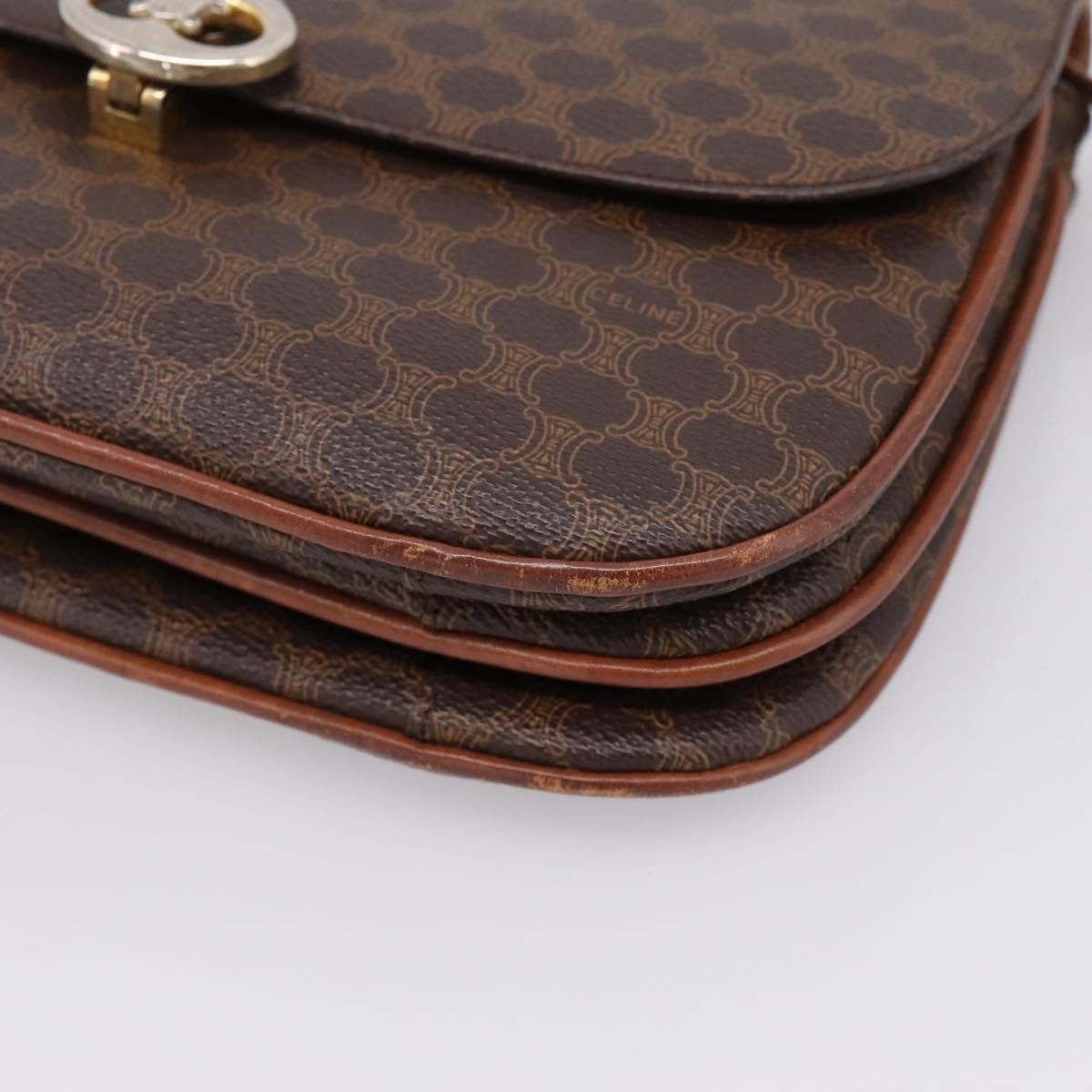 Celine Vintage Macadam Canvas and Leather, Brown, PVC, Shoulder Bag