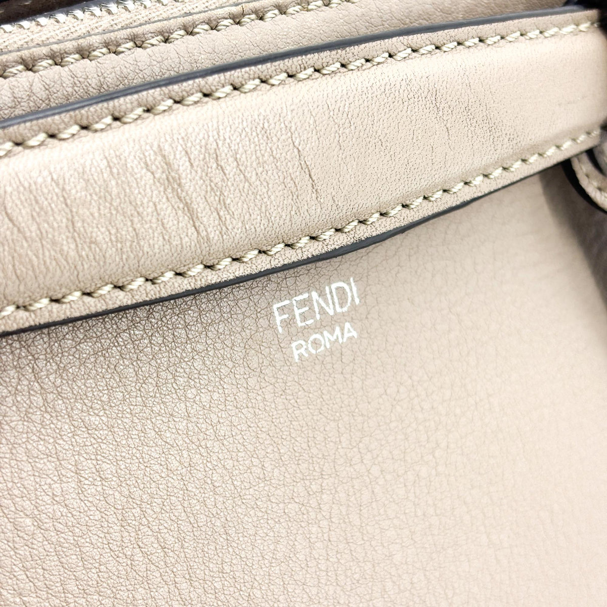 Fendi By The Way Satchel Calfskin, Beige, Leather, Handbag