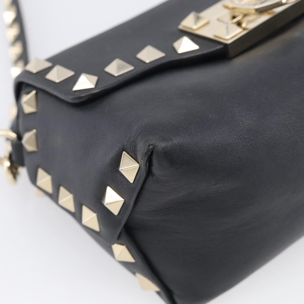 Valentino Garavani Rockstud Flip Lock Flap Leather, Black, Leather, Handbag