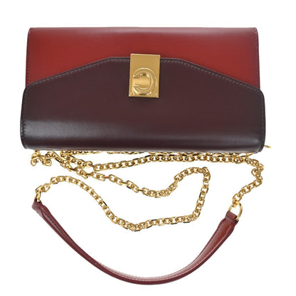 Celine C Wallet on Chain Leather, Black, Leather, Clutch