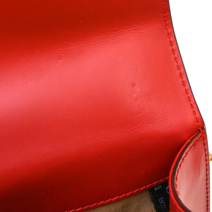 Gucci Sylvie Chain Leather, Red, Leather, Shoulder Bag