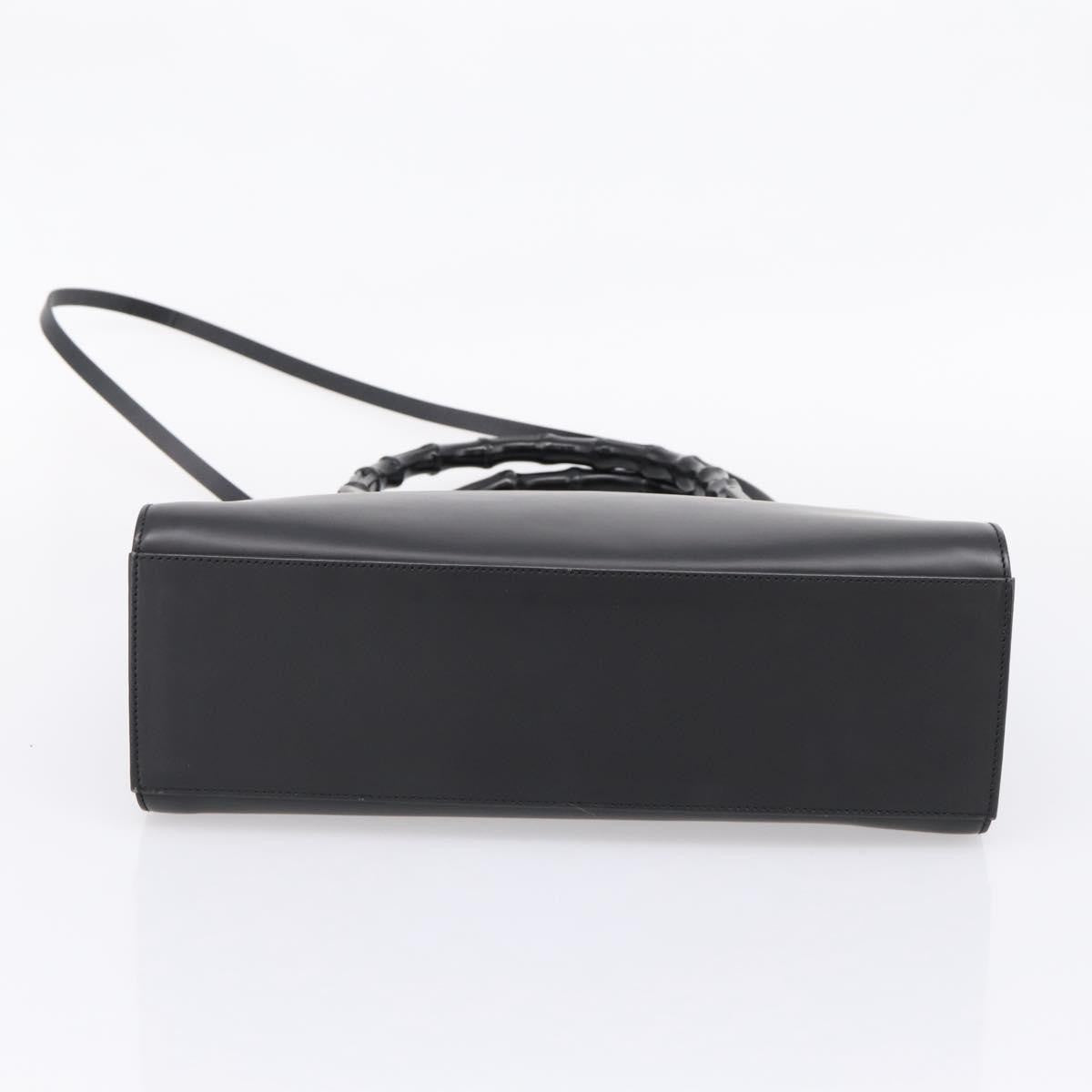 Gucci Bamboo Top Handle Leather, Black, Leather, Handbag