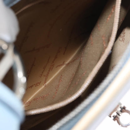 Salvatore Ferragamo Gancini Leather, Blue, Leather, Shoulder Bag