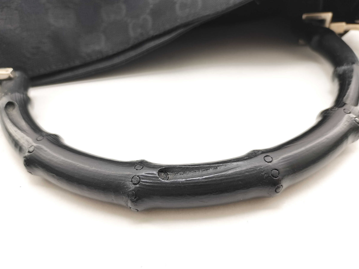 Gucci Bamboo Top Handle GG Canvas, Navy, Canvas, Handbag