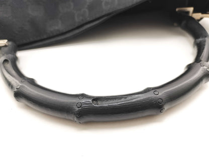 Gucci Bamboo Top Handle GG Canvas, Navy, Canvas, Handbag