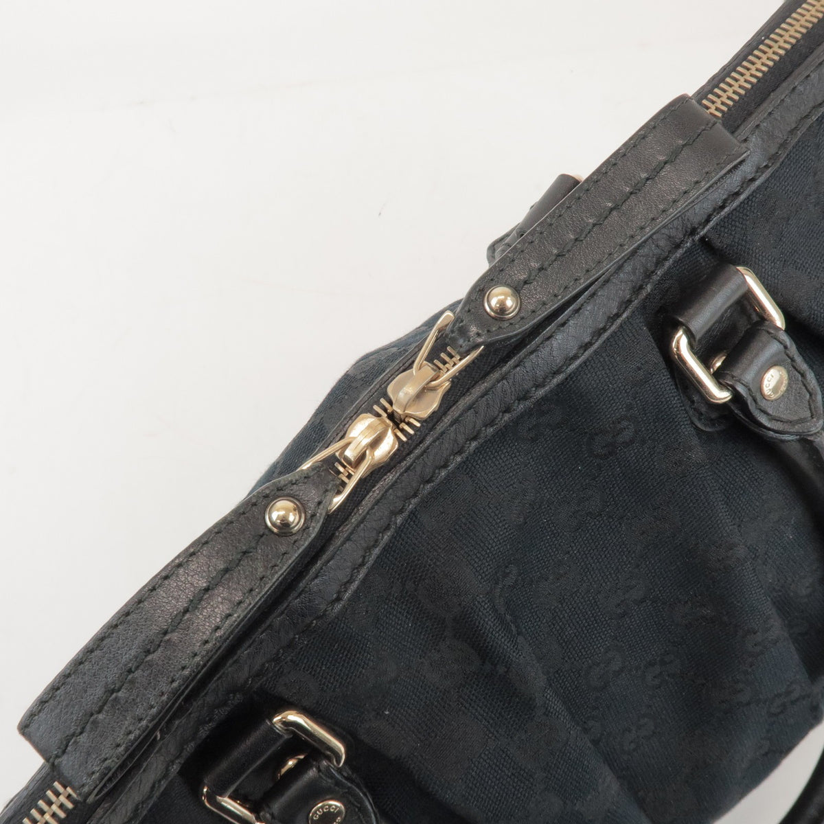 Gucci Sukey Top Handle Satchel GG Canvas with Leather, Black, Canvas, Handbag