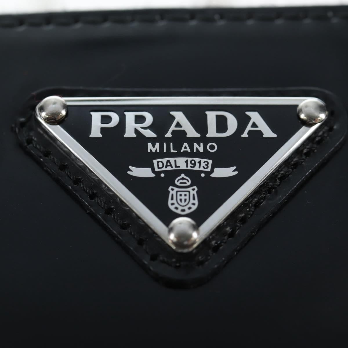 Prada Triangle Logo Zip Embossed Leather, Black, Leather, Shoulder Bag
