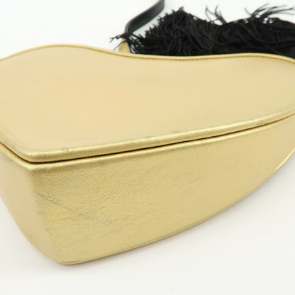 Saint Laurent Love Heart Tassel Chain Leather, Gold, Leather, Handbag