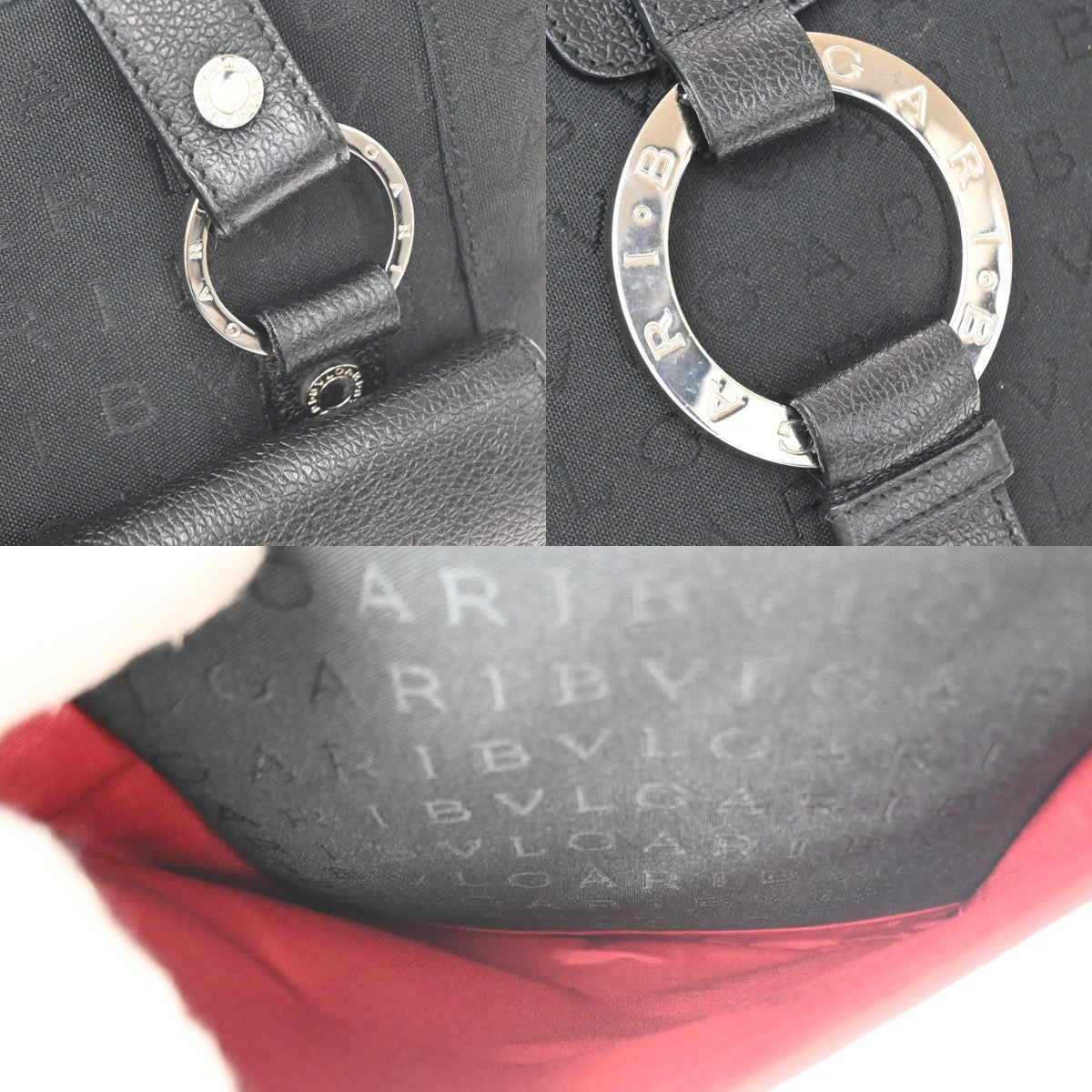 Bvlgari Vintage Canvas, Black, Canvas, Tote Bag